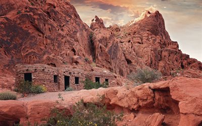 rochers de sable, soir, roches, roches orange, Arizona, canyon, paysage de montagne, USA