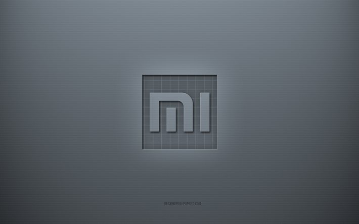Logotipo da Xiaomi, plano de fundo cinza criativo, emblema da Xiaomi, textura de papel cinza, Xiaomi, plano de fundo cinza, logotipo 3d da Xiaomi