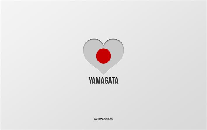 أنا أحب ياماغاتا, المدن اليابانية, خلفية رمادية, ياماجاتا, اليابان, قلب العلم الياباني, المدن المفضلة, أحب ياماغاتا