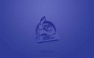 Yakult Swallows, creative 3D logo, NPB, blue background, 3d emblem, Japanese baseball team, Nippon Professional Baseball, Tokyo, Japan, 3d art, baseball, Yakult Swallows 3d logo