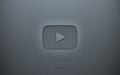 ユーチューブ  ロゴ, 灰色の創造的な背景, Youtubeエンブレム, 灰色の紙の質感, YouTube, 灰色の背景, Youtube3dロゴ