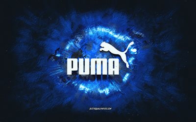 Download Wallpapers Puma Logo Grunge Art Blue Stone Background Puma Blue Logo Puma Creative Art Blue Puma Grunge Logo For Desktop Free Pictures For Desktop Free