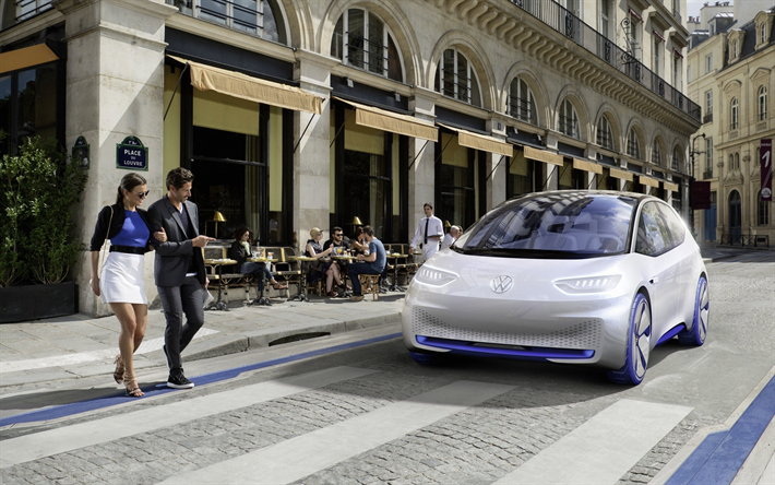 Volkswagen ID, 2020, 4k, front view, exterior, electric compact crossover, France, Paris, Volkswagen