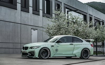 Zの性能, チューニング, BMW M2, 4k, 2018両, 緑m2, ドイツ車, BMW