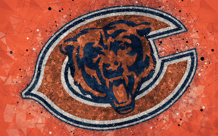 Chicago Bears, 4k, logo, geometrik sanat, Amerikan futbol kul&#252;b&#252;, yaratıcı sanat, portakal, soyut, arka plan, NFL, Chicago, Illinois, ABD Ulusal Futbol Konferansı, Ulusal Futbol Ligi