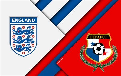 Inghilterra vs Panama, partita di calcio, 4k, 2018 della Coppa del Mondo FIFA, Gruppo G, loghi, design dei materiali, l&#39;astrazione, la Russia 2018, di calcio, squadre nazionali, arte creativa, promo