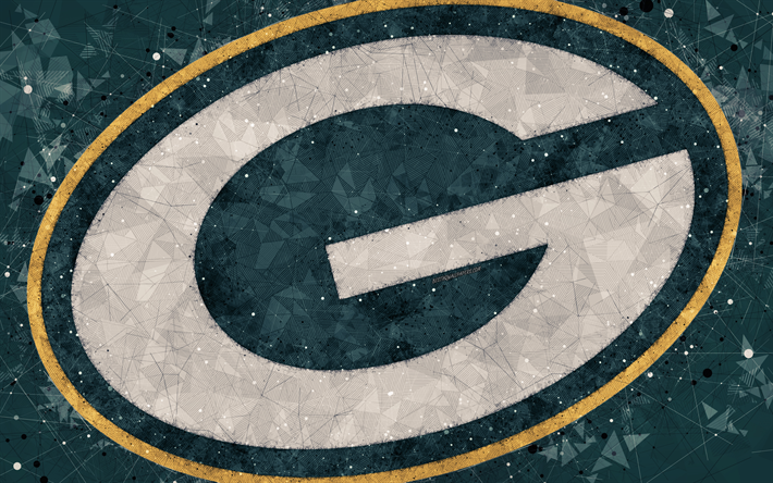 Green Bay Packers, 4k, logo, geometrik sanat, Amerikan futbol kul&#252;b&#252;, yaratıcı sanat, yeşil soyut arka plan, NFL, Green Bay, Wisconsin, ABD Ulusal Futbol Konferansı, Ulusal Futbol Ligi