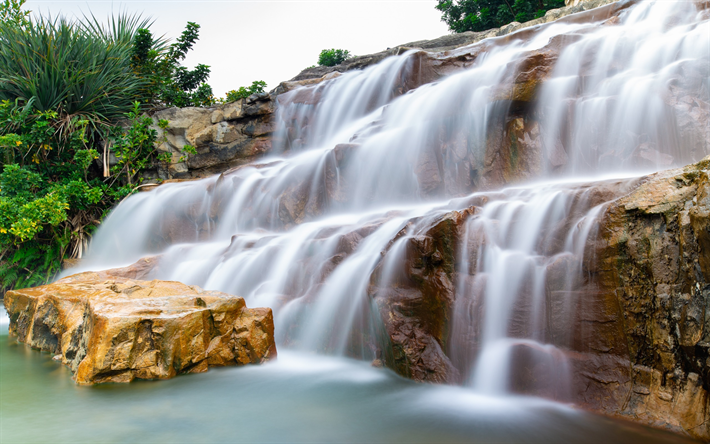 vattenfall, vackra sj&#246;n, vatten, rock, river