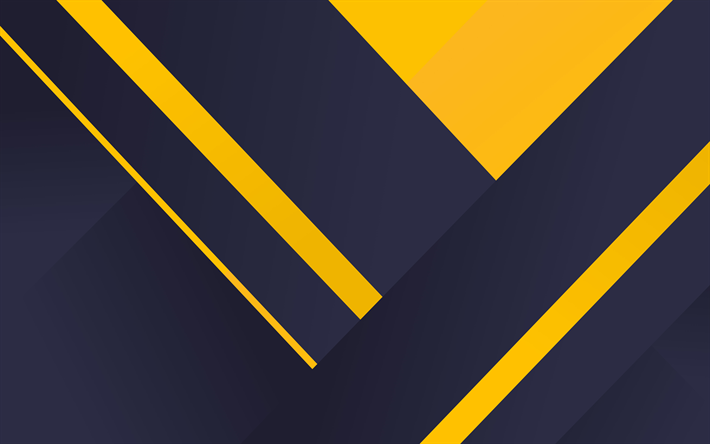 4k, gray and yellow, android, lollipop, strips, geometric shapes, lines, material design, creative, geometry, dark background