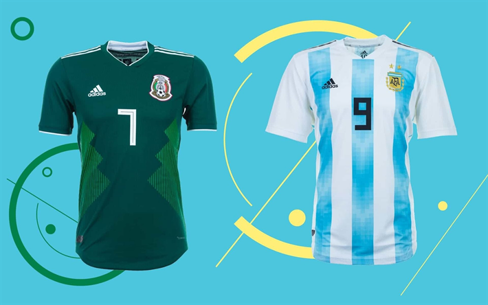 Mexique vs Argentine, le football, l&#39;art, 2018 la Coupe du Monde FIFA, Russie 2018, T-shirts