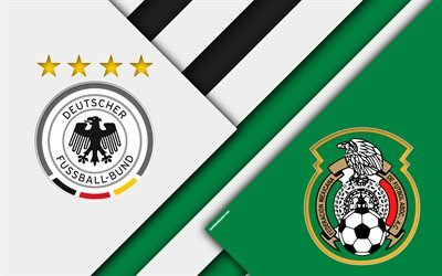 Tyskland vs Mexico, fotbollsmatch, 4k, FOTBOLLS-Vm 2018, Grupp F, logotyper, material och design, uttag, Ryssland 2018, fotboll, nationella lag, kreativ konst, promo