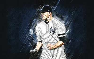 James Paxton, MLB, New York Yankees, blue stone background, baseball, portrait, USA, american baseball player, creative art, James Alston Paxton