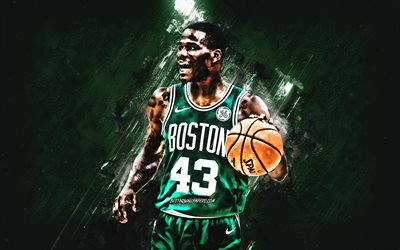 Javonte Green, NBA, Boston Celtics, green stone background, American Basketball Player, portrait, USA, basketball, Boston Celtics players