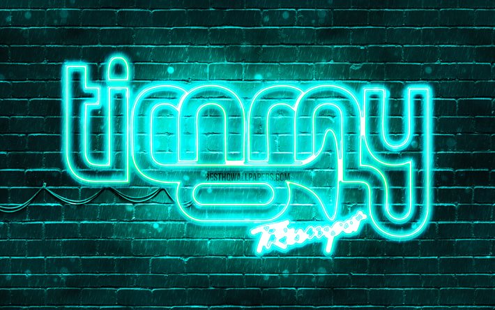 Timmy Trumpet turchese logo, 4k, superstar australiana, Dj, turchese, brickwall, Timmy Trumpet logo, Timothy Jude Smith, Timmy Trumpet, star della musica, Timmy Trumpet neon logo