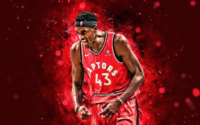 Pascal Siakam, 4k, 2020, Toronto Raptors, NBA, basket, USA, Pascal Siakam Toronto Raptors, rosso, luci al neon, creativo Pascal Siakam 4K