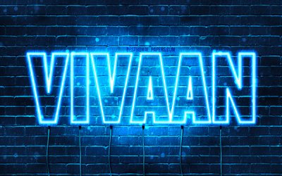 Vivaan, 4k, wallpapers with names, horizontal text, Vivaan name, Happy Birthday Vivaan, blue neon lights, picture with Vivaan name