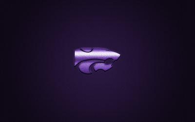 Kansas State Wildcats logo, American football club, NCAA, purple logo, purple carbon fiber background, American football, Manhattan, Kansas, USA, Kansas State Wildcats