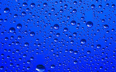 青い背景滴, 水の背景, 落質感, 青色の水質感, 水滴の背景