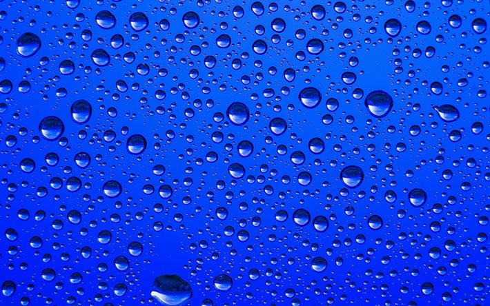 blue background with drops, water background, drops texture, blue water texture, water drops background