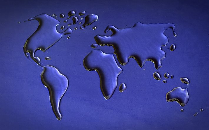 mapa del agua del mundo, el agua mapa del mundo, ahorrar agua, agua de conceptos, mundo, mapa de conceptos, mapa del mundo hecho de gotas