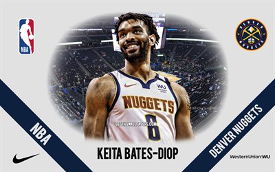 Keita Bates-Diop, Denver Nuggets, Amerikan Basketbol Oyuncusu, NBA, portre, ABD, basketbol, Pepsi Center, Denver Nuggets logosu