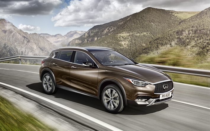 infiniti qx30, 2020, front view, exterior, compact crossover, new brown qx30, japanese cars, infiniti