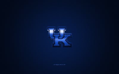 Kentucky Wildcats logosu, Amerikan Futbol Kul&#252;b&#252;, NCAA, mavi logo, mavi karbon fiber arka plan, Amerikan Futbolu, Lexington, Kentucky, USA, Kentucky Wildcats