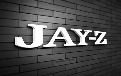 jay-z 3d-logo, 4k, shawn corey carter, graue ziegelwand, kreativ, musikstars, jay-z-logo, amerikanischer rapper, 3d-kunst, jay-z