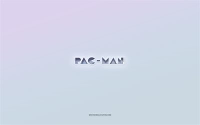 Pacman logo, cut out 3d text, white background, Pacman 3d logo, Pacman emblem, Pacman, embossed logo, Pacman 3d emblem