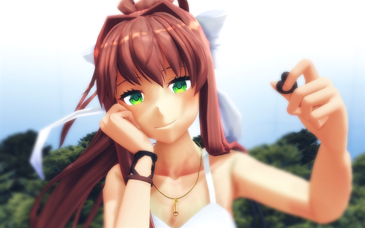 Monika, green eyes, manga, Doki Doki Literature Club