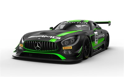 Mercedes-AMG, 2018 DTM, front view, Strakka racing, black green sports coupe, German sports cars, Mercedes