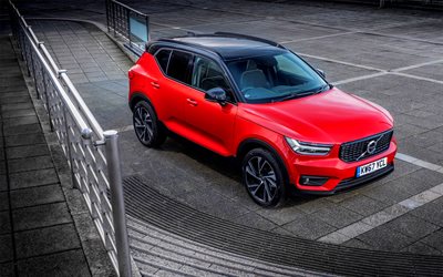 Volvo XC40, 4k, street, 2018 cars, HDR, red XC40, Volvo, crossovers