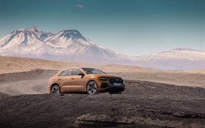 Audi Q8, 2018, urheilullinen SUV, uusia autoja, uusi oranssi Q8, Saksan autoja, Dragon oranssi Q8, Audi