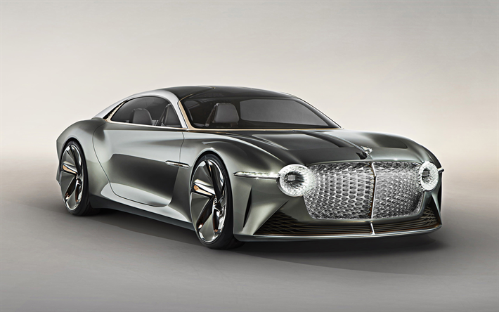 Bentley EXP 100 Concept, 2019, 4k, &#224; l&#39;ext&#233;rieur, coup&#233; de luxe, vue de face, supercar de luxe, voitures Britanniques, Bentley