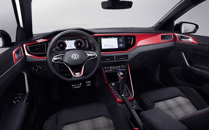 2022, فولكس واجن بولو GTI, المنظر الداخلي, ‫الشكل الداخل, لوحة التحكم, بولو GTI جديدة, سيارات ألمانية, فولكس واجن