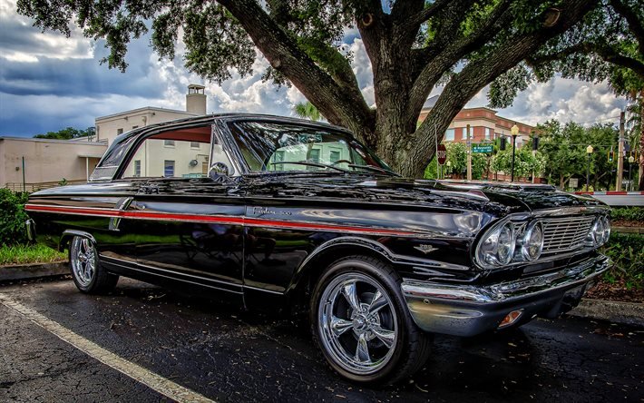 Ford Fairlane 500, muscle cars, 1964 cars, HDR, r&#233;tro cars, 1964 Ford Fairlane 500, american cars, Ford