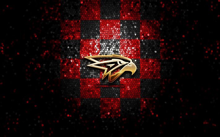 HC Avangard Omsk, logo scintillant, KHL, fond &#224; carreaux noir rouge, hockey, Kontinental Hockey League, HC Avangard Omsk logo, mosa&#239;que, &#233;quipe de hockey russe, Avangard Omsk