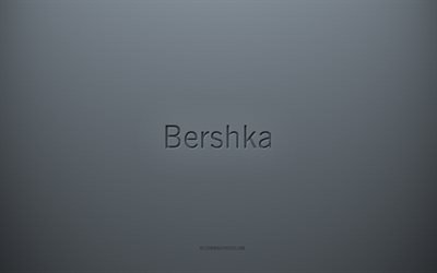 Logo Bershka, sfondo creativo grigio, emblema Bershka, texture di carta grigia, Bershka, sfondo grigio, logo Bershka 3d