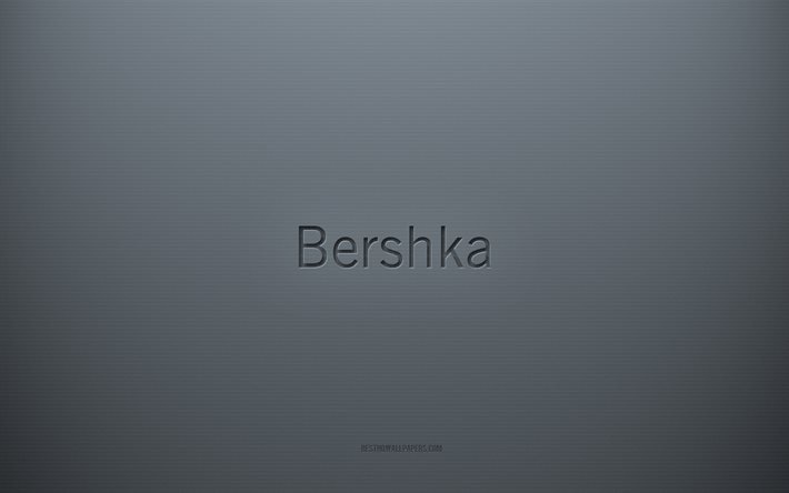 Bershka logosu, gri yaratıcı arka plan, Bershka amblemi, gri kağıt dokusu, Bershka, gri arka plan, Bershka 3d logosu