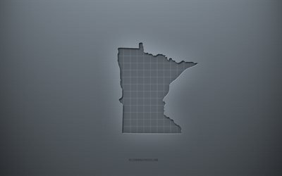 Mappa del Minnesota, sfondo grigio creativo, Minnesota, USA, texture di carta grigia, stati americani, silhouette mappa del Minnesota, mappa del Minnesota, sfondo grigio, mappa 3d del Minnesota