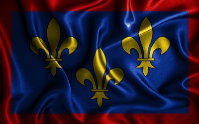 Anjou flag, 4k, silk wavy flags, french provinces, Flag of Anjou, fabric flags, Day of Anjou, 3D art, Anjou, Europe, Provinces of France, Anjou 3D flag, France