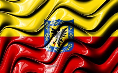Bogota Flag, 4k, Cities of Colombia, South America, Day of Bogota, Flag of Bogota, 3D art, Bogota, colombian cities, Bogota 3D flag, Colombia