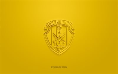 Sri Pahang FC, creative 3D logo, yellow background, 3d emblem, Malaysian Football Club, Malaysia Super League, Pahang, Malaysia, 3d art, football, Sri Pahang FC 3d logo