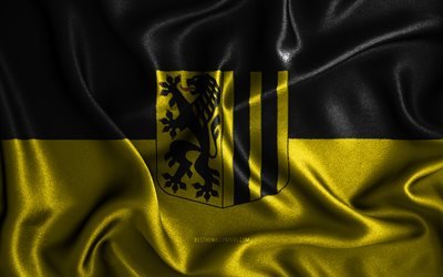Bandiera di Dresda, 4k, bandiere ondulate di seta, citt&#224; tedesche, bandiere in tessuto, Giorno di Dresda, arte 3D, Dresda, Europa, citt&#224; della Germania, Bandiera 3D di Dresda, Germania