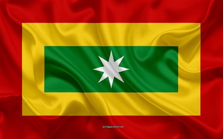 Bandiera di Barranquilla, 4k, trama di seta, Barranquilla, citt&#224; Colombiana, bandiera di Barranquilla, Colombia