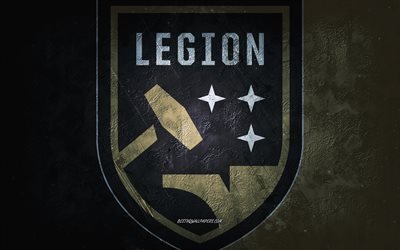 Birmingham Legion FC, time de futebol americano, fundo dourado, logotipo do Birmingham Legion FC, arte grunge, USL, futebol, emblema do Birmingham Legion FC