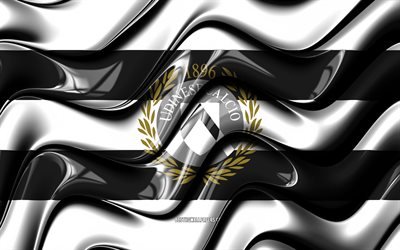Bandeira da Udinese, 4k, ondas 3D brancas e pretas, S&#233;rie A, clube de futebol italiano, Udinese Calcio, futebol, logotipo da Udinese, Udinese FC