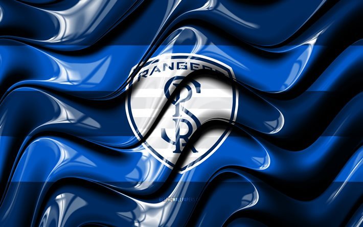 Swope Park Rangers flag, 4k, blue 3D waves, USL, american soccer team, Swope Park Rangers logo, football, soccer, Swope Park Rangers FC