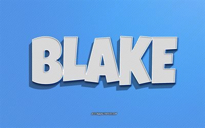 Blake, sfondo linee blu, sfondi con nomi, nome Blake, nomi maschili, biglietto di auguri Blake, grafica al tratto, foto con nome Blake
