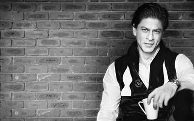 4k, Shah Rukh Khan, Bollywood, monocrom&#225;tico, caras